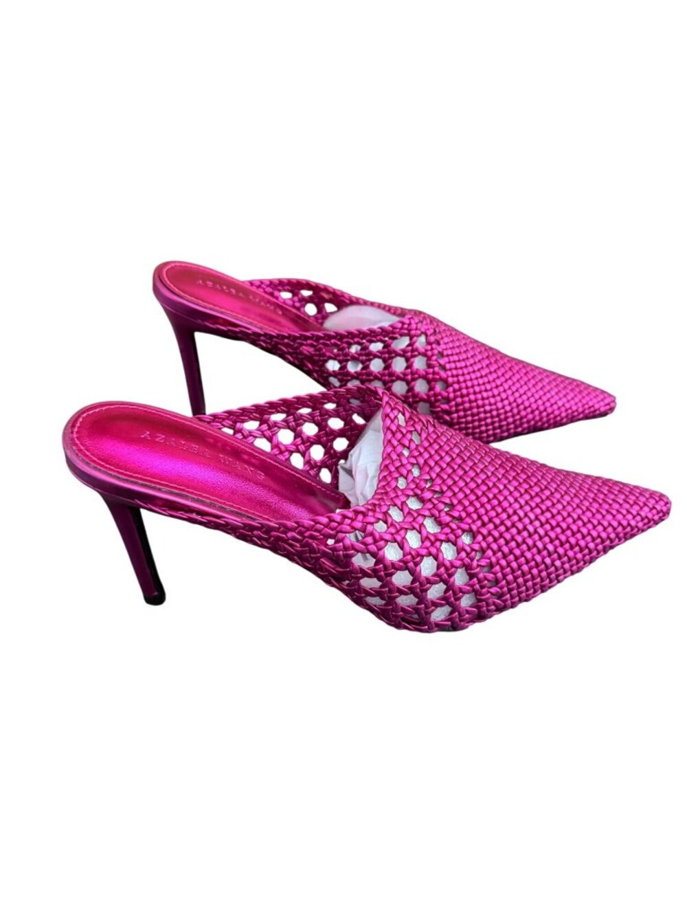 Azalea Wang Fuschia Woven Pointed Toe Mules Size 10 With 3 1/2" Heel